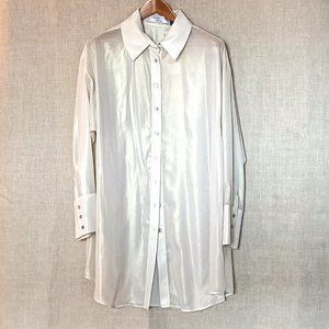 NWT - Charles Nolan - Sheer Gold Shimmer long sleeve elegant blouse - size M